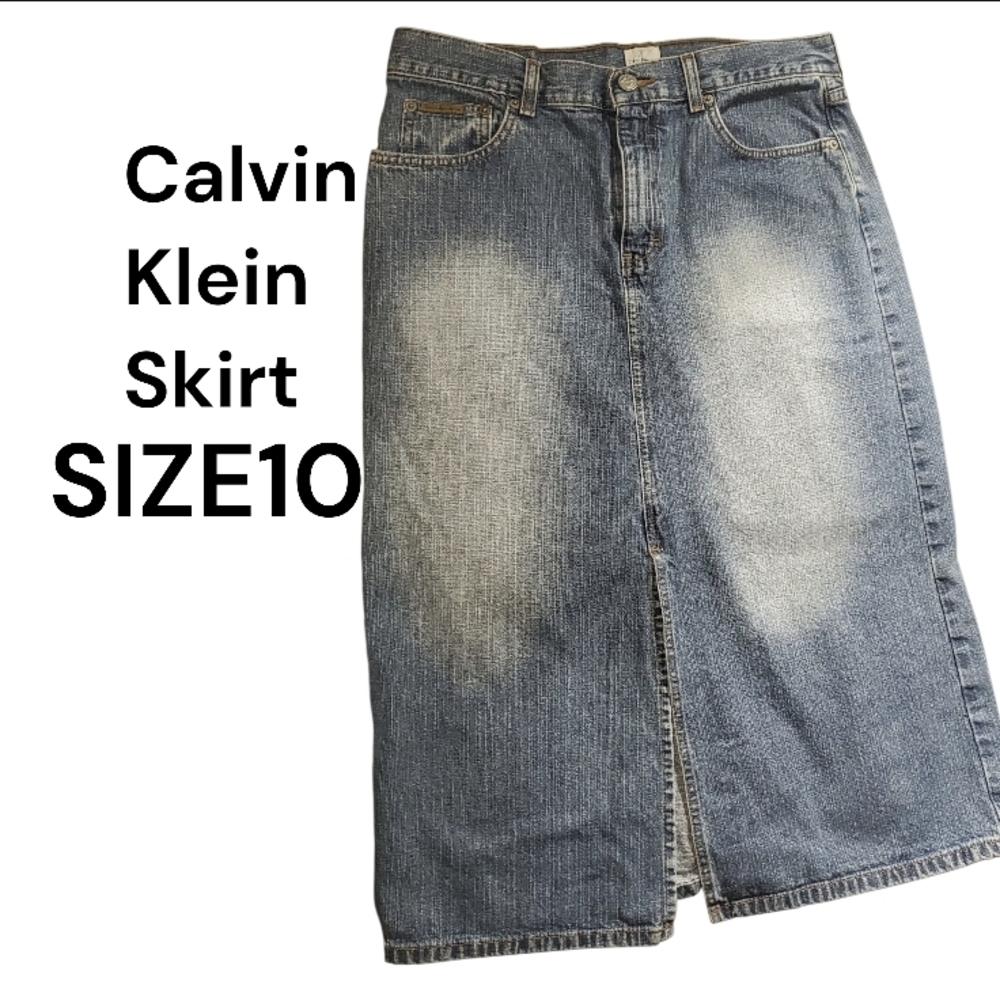 Calvin Klein Jeans Faded Blue Denim Pencil Skirt